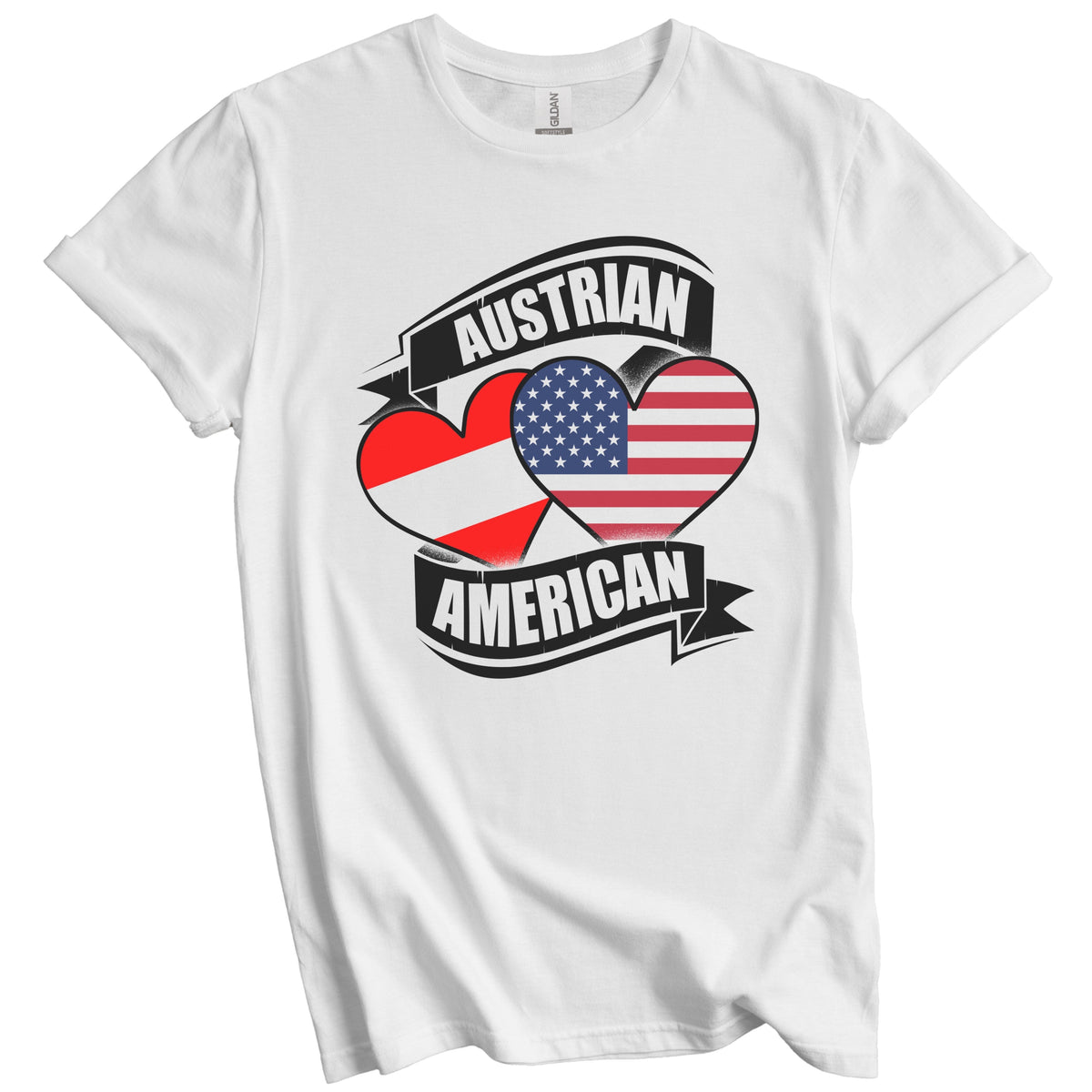 Austrian American Hearts USA Austria Flags T-Shirt