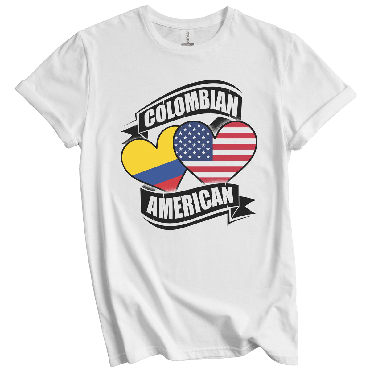 Colombian American Hearts USA Colombia Flags T-Shirt