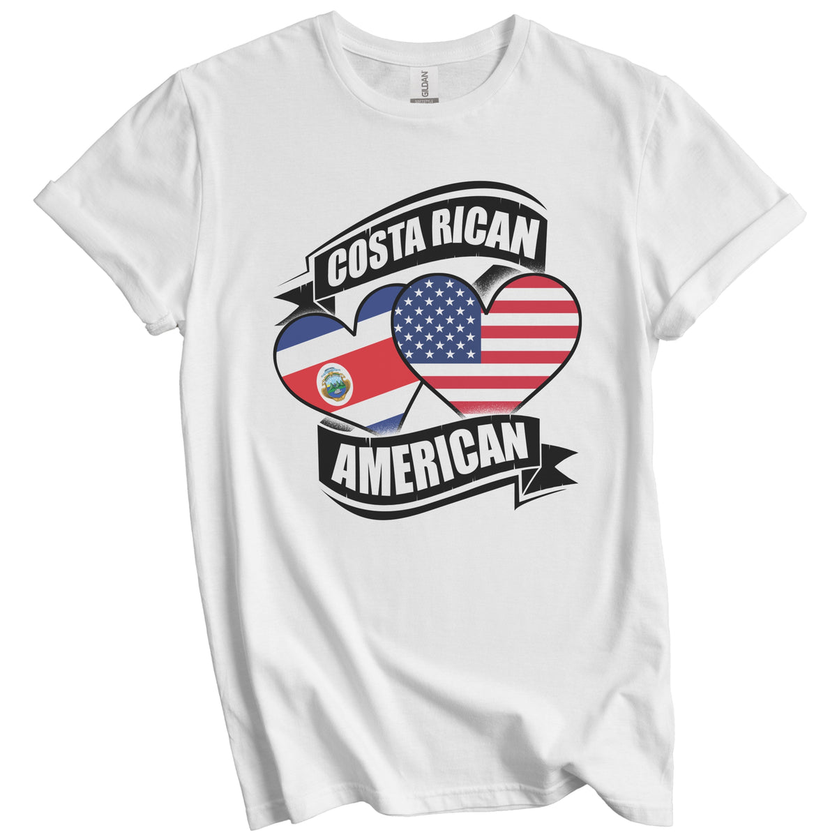 Costa Rican American Hearts USA Costa Rica Flags T-Shirt