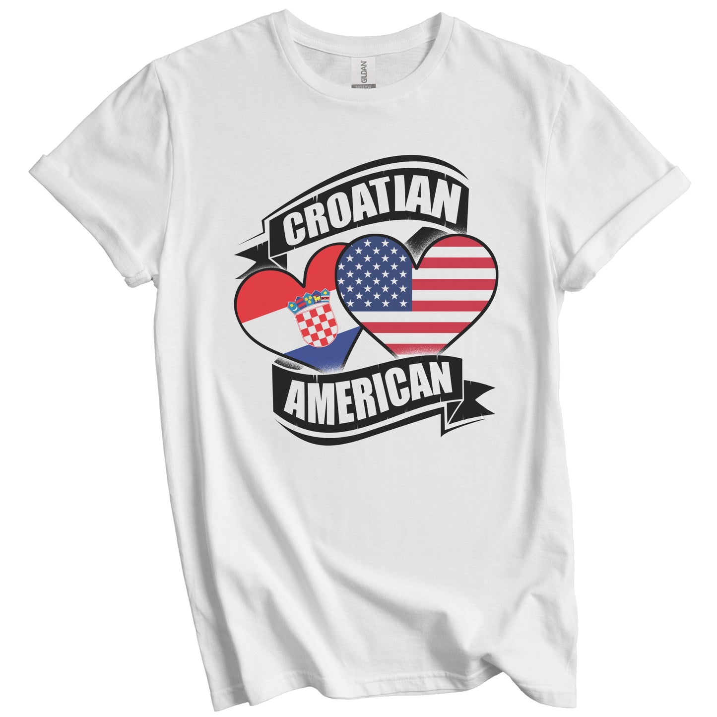 Croatian American Hearts USA Croatia Flags T-Shirt