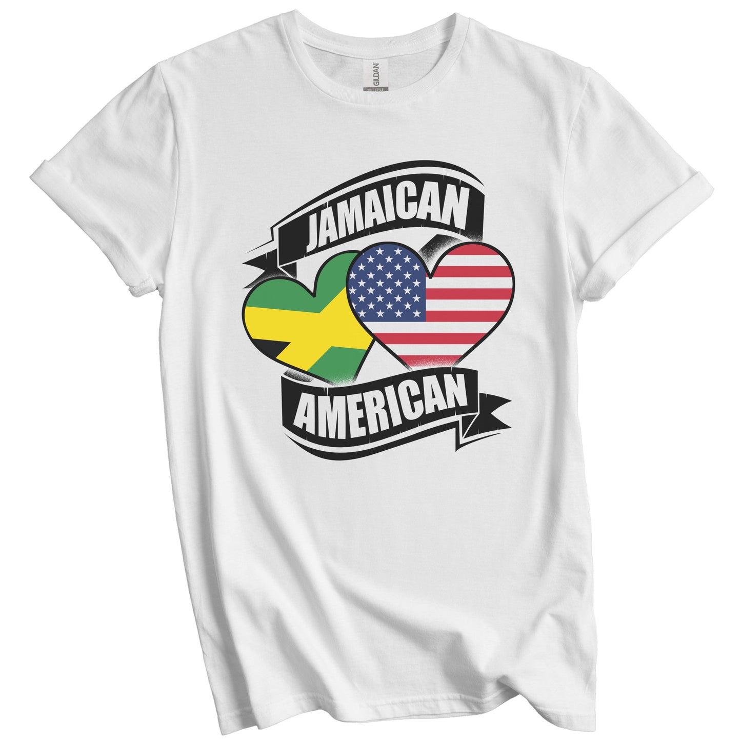 Jamaican American Hearts USA Jamaica Flags T-Shirt