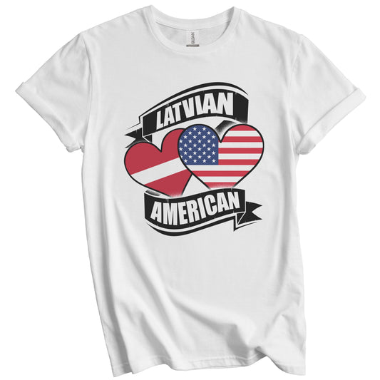 Latvian American Hearts USA Latvia Flags T-Shirt
