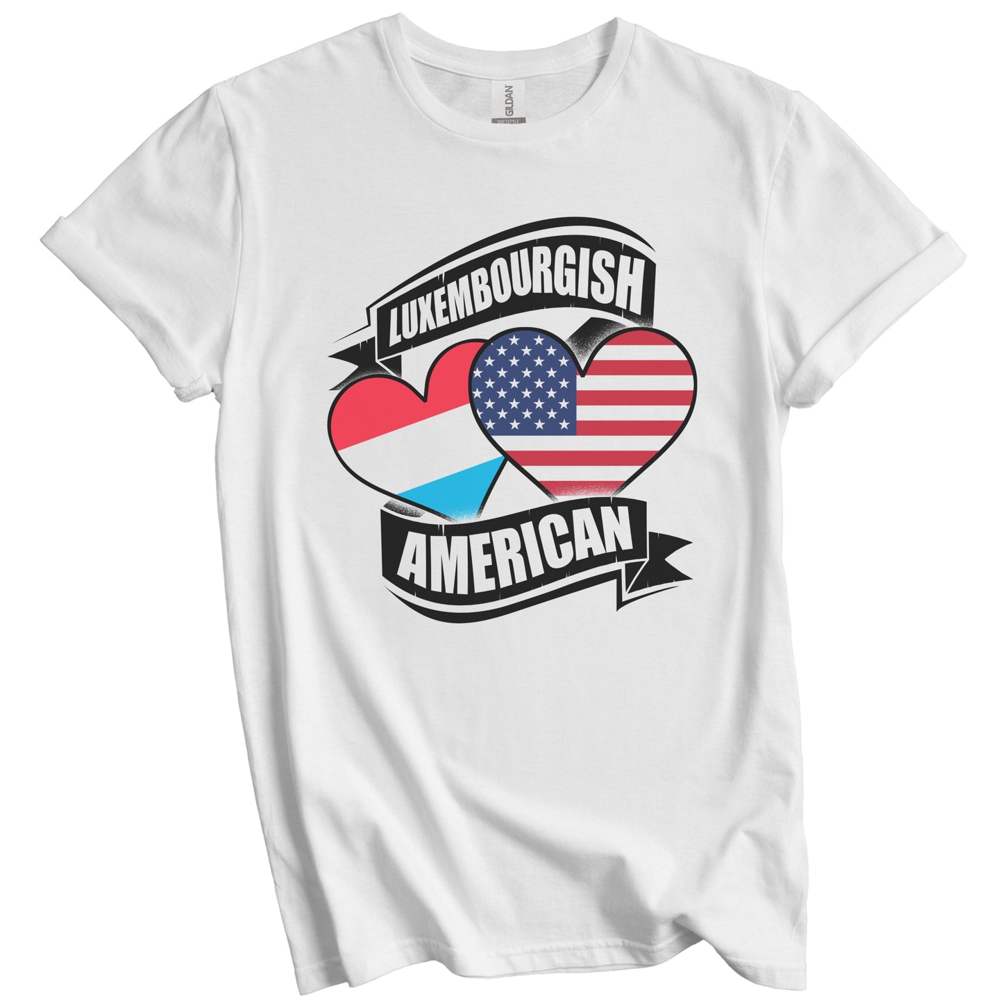 Luxembourgish American Hearts USA Luxembourg Flags T-Shirt