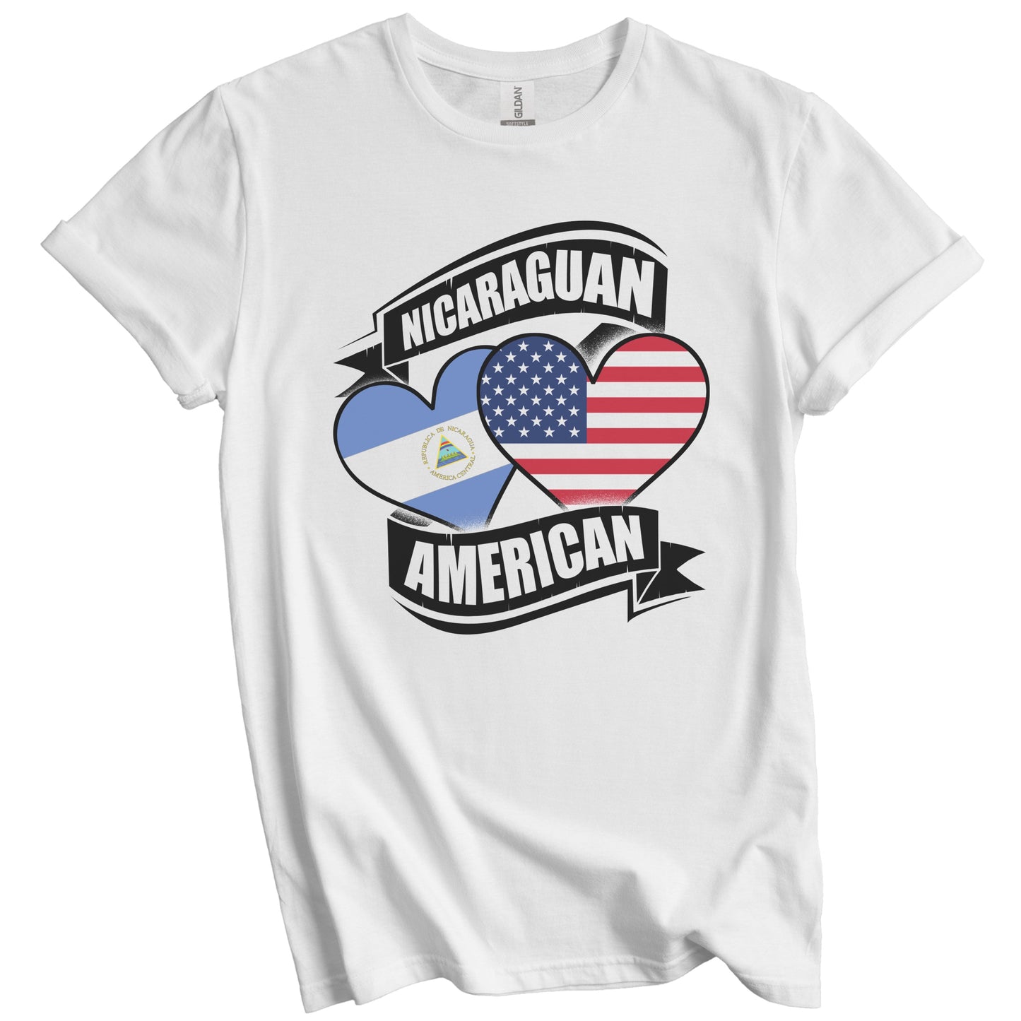 Nicaraguan American Hearts USA Nicaragua Flags T-Shirt