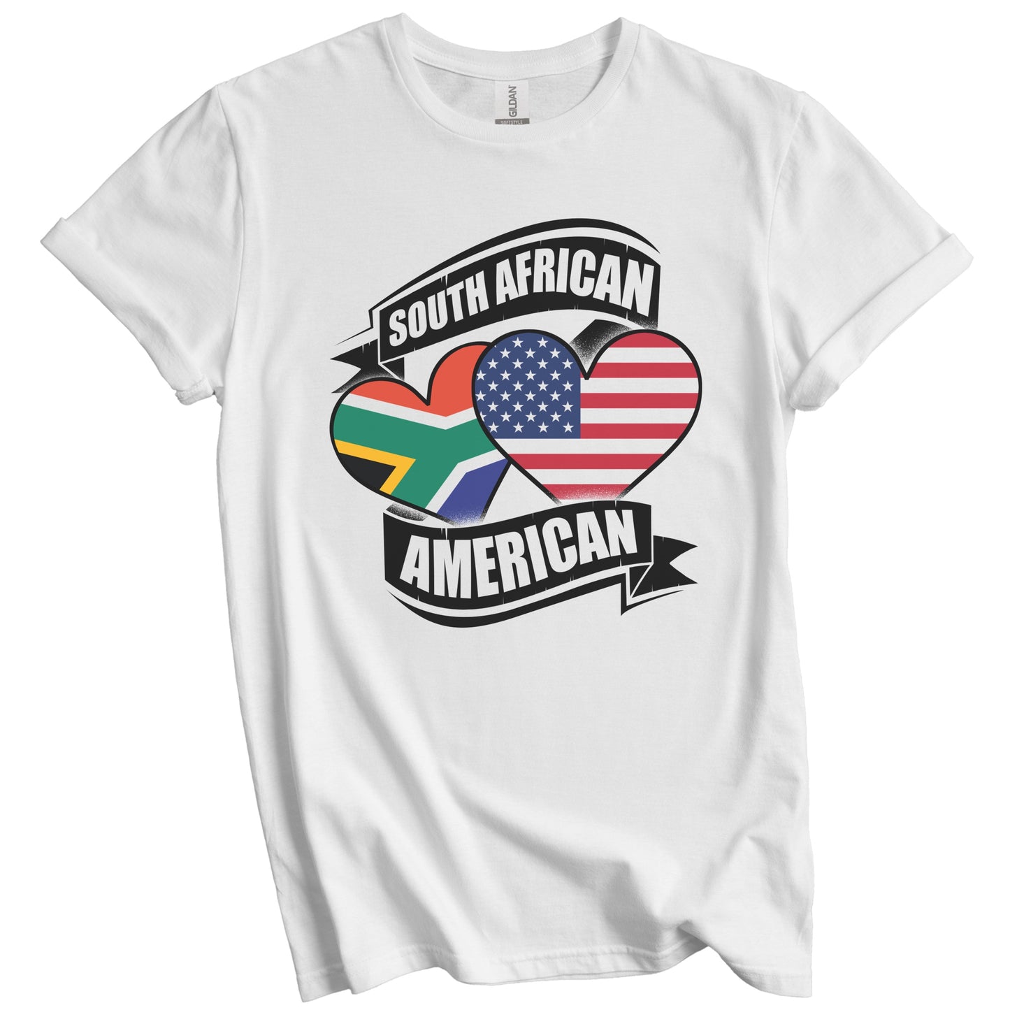 South African American Hearts USA South Africa Flags T-Shirt
