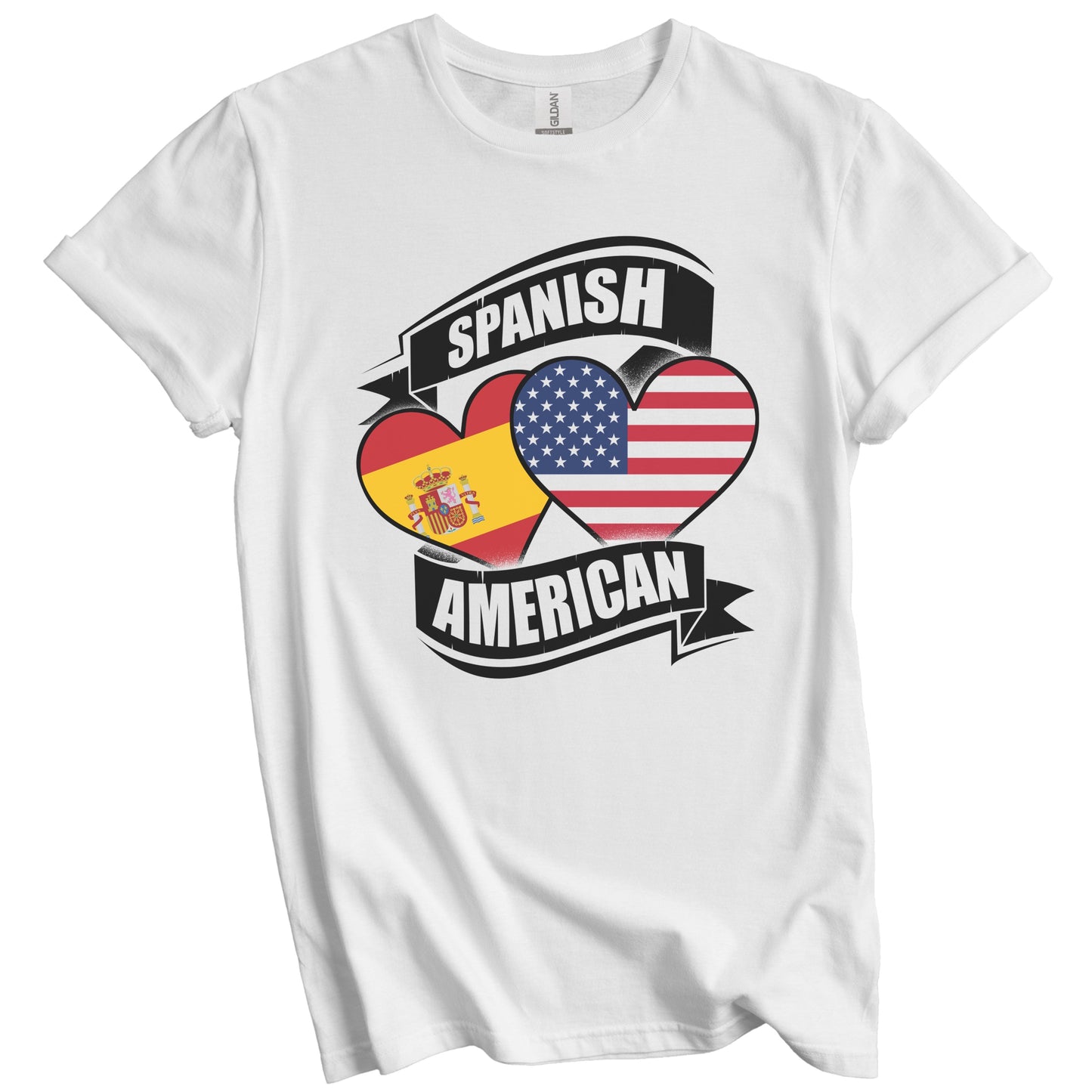 Spanish American Hearts USA Spain Flags T-Shirt