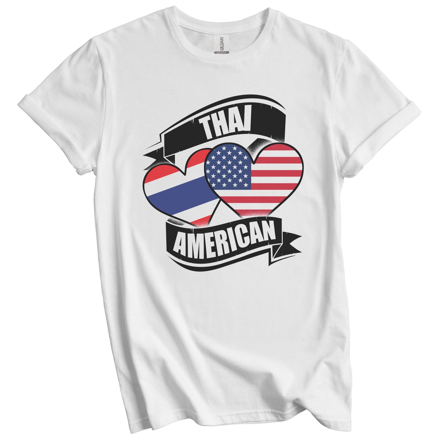 Thai American Hearts USA Thailand Flags T-Shirt