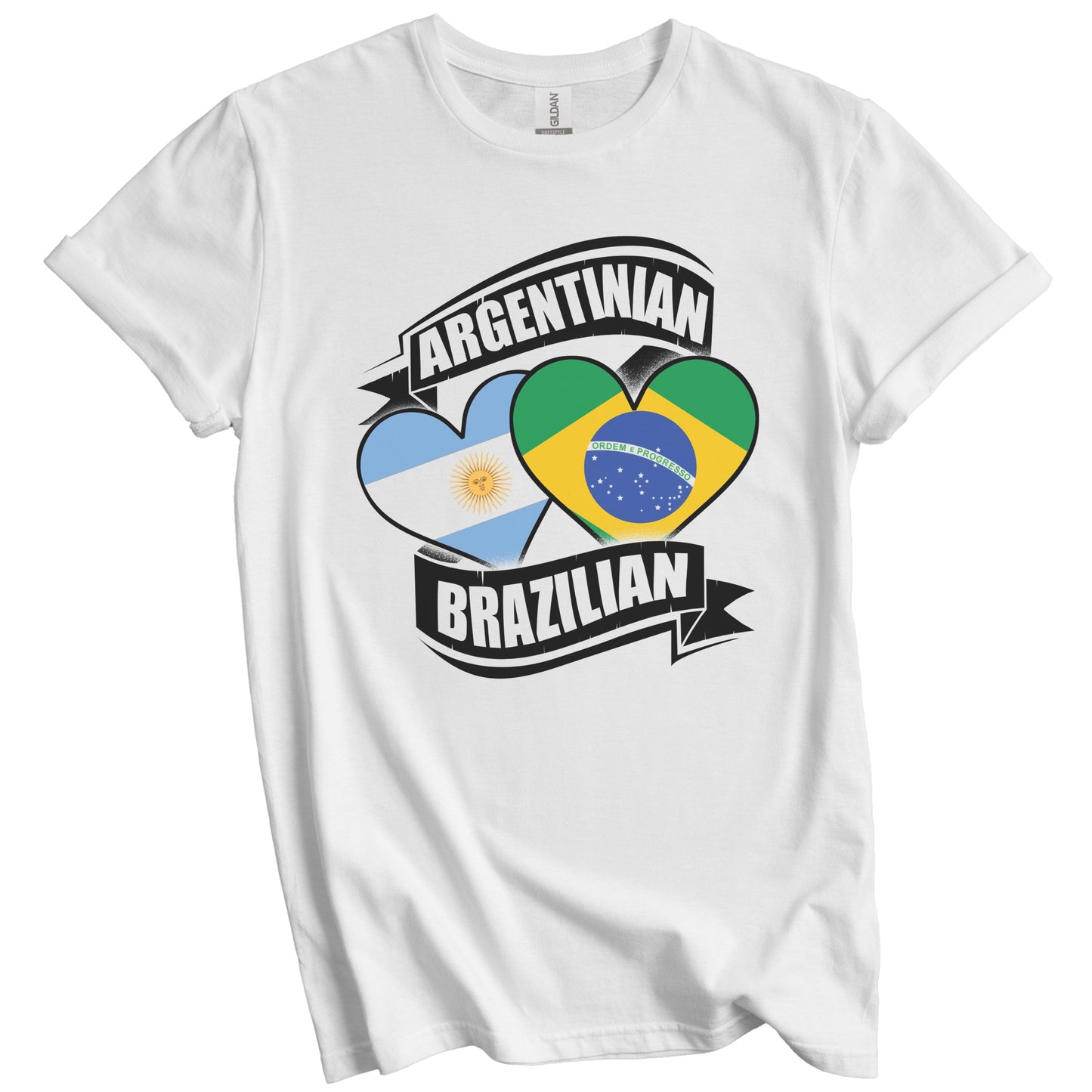 Argentinian Brazilian Hearts Argentina Brazil Flags T-Shirt