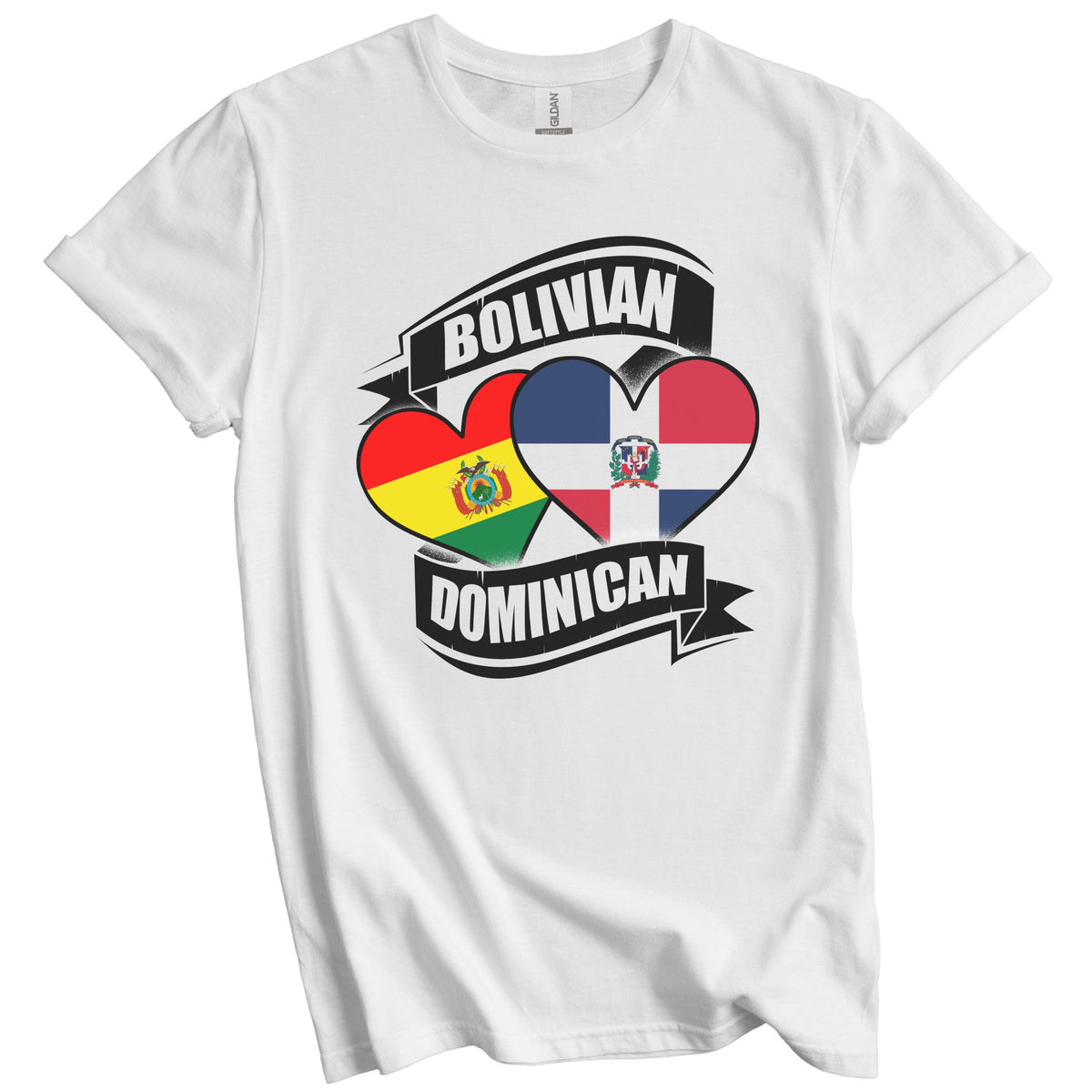Bolivian Dominican Hearts Bolivia Dominican Republic Flags T-Shirt