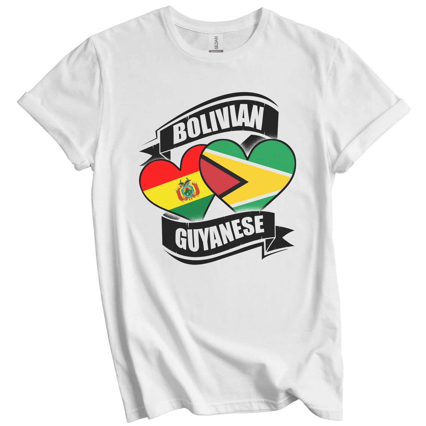 Bolivian Guyanese Hearts Bolivia Guyana Flags T-Shirt