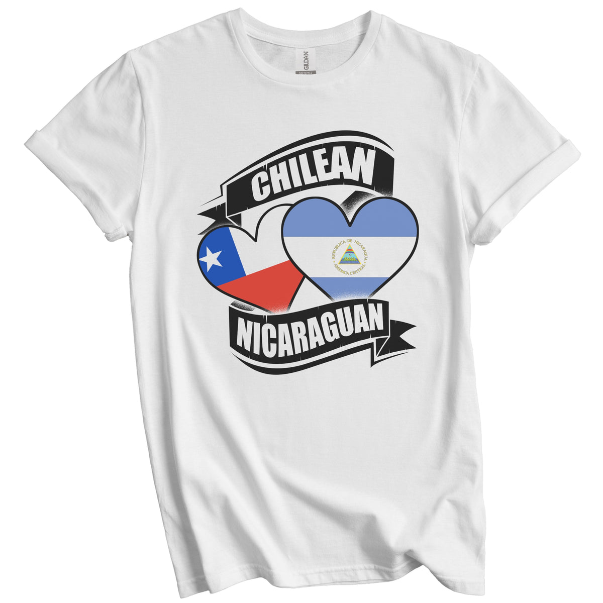 Chilean Nicaraguan Hearts Chile Nicaragua Flags T-Shirt