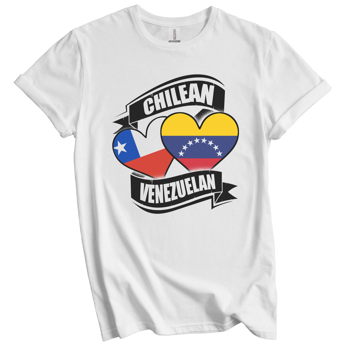 Chilean Venezuelan Hearts Chile Venezuela Flags T-Shirt