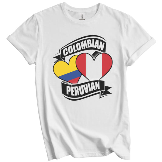Colombian Peruvian Hearts Colombia Peru Flags T-Shirt
