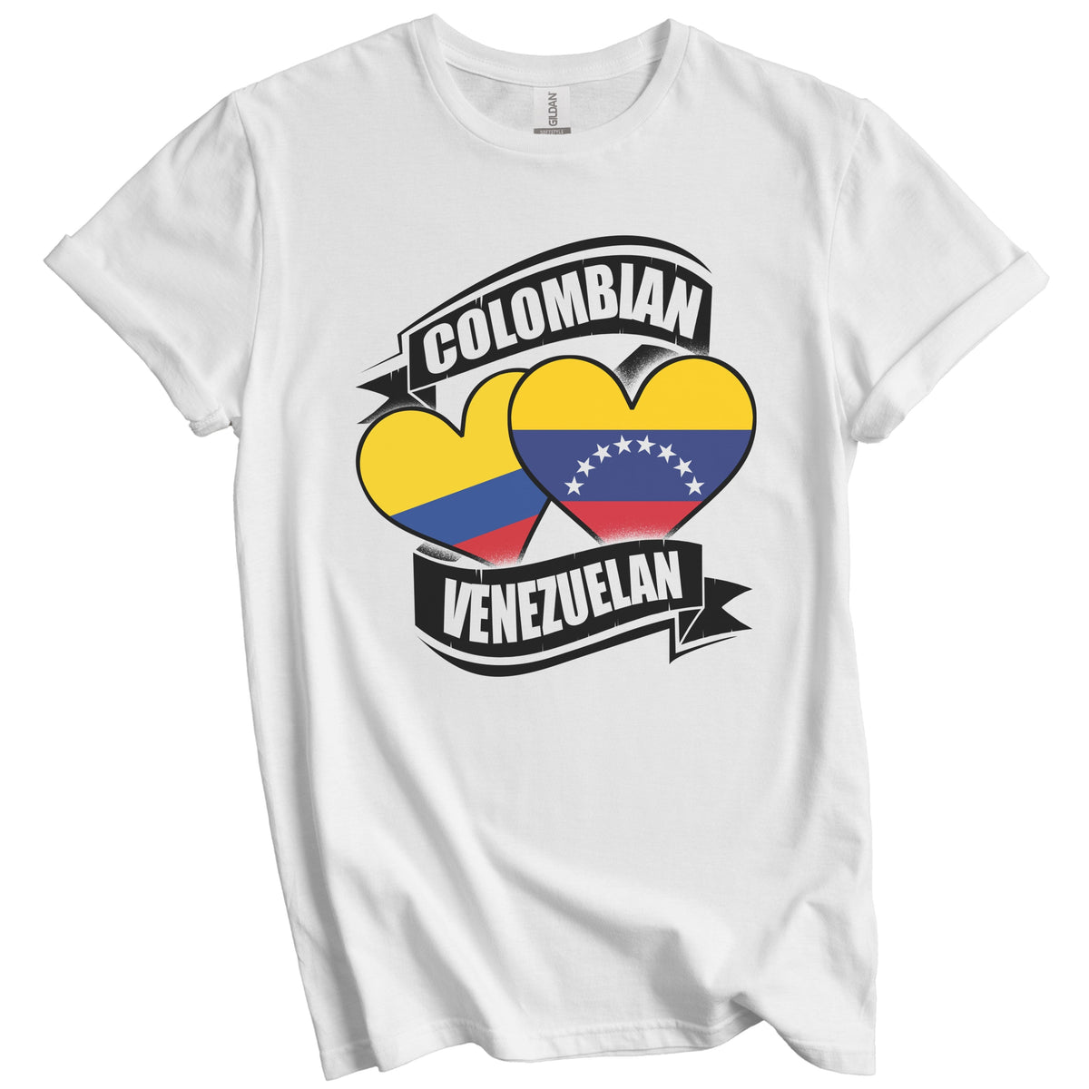 Colombian Venezuelan Hearts Colombia Venezuela Flags T-Shirt