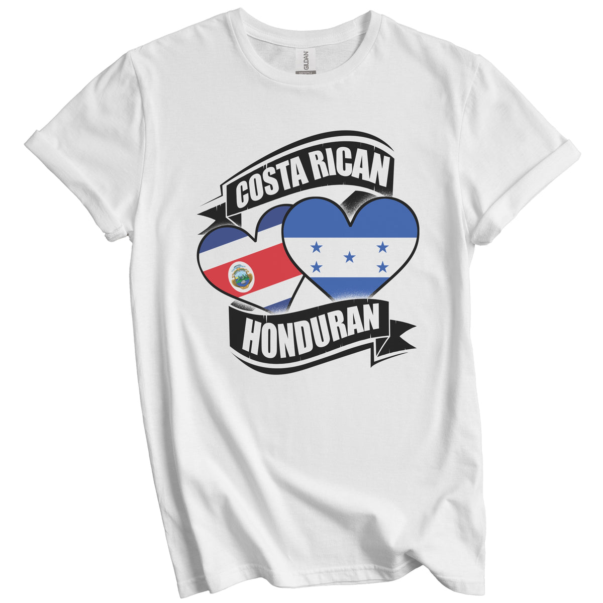Costa Rican Honduran Hearts Costa Rica Honduras Flags T-Shirt