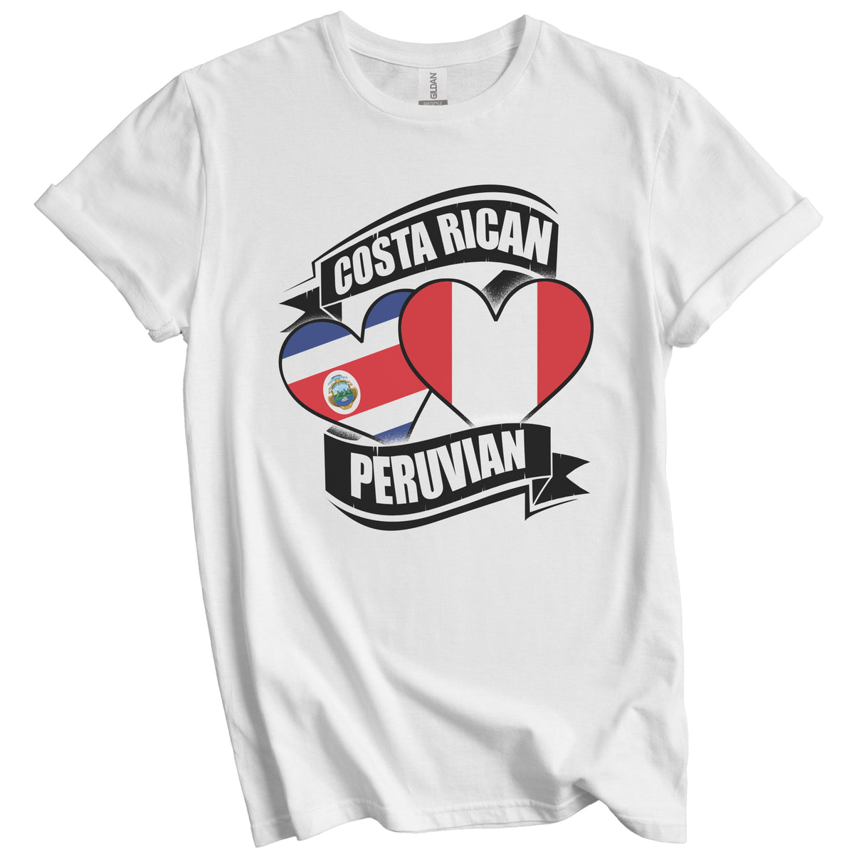 Costa Rican Peruvian Hearts Costa Rica Peru Flags T-Shirt