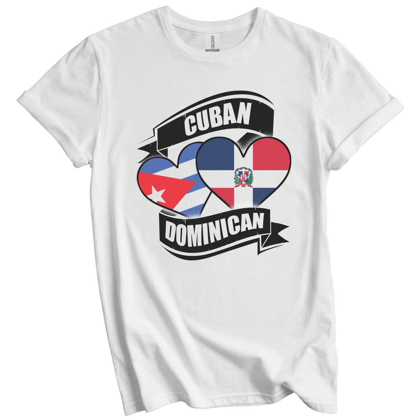 Cuban Dominican Hearts Cuba Dominican Republic Flags T-Shirt