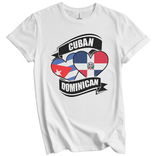 Cuban Dominican Hearts Cuba Dominican Republic Flags T-Shirt