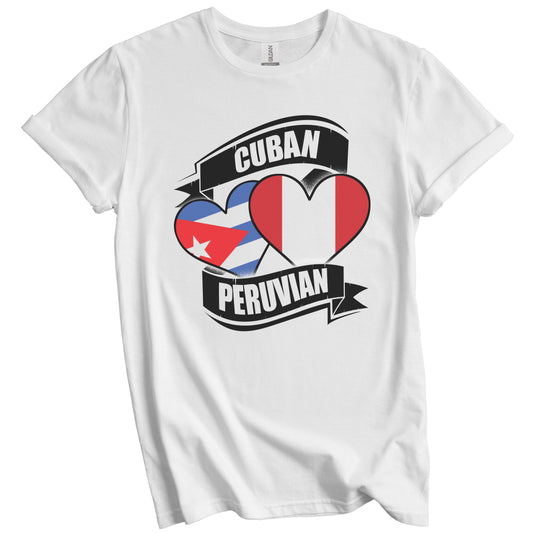 Cuban Peruvian Hearts Cuba Peru Flags T-Shirt