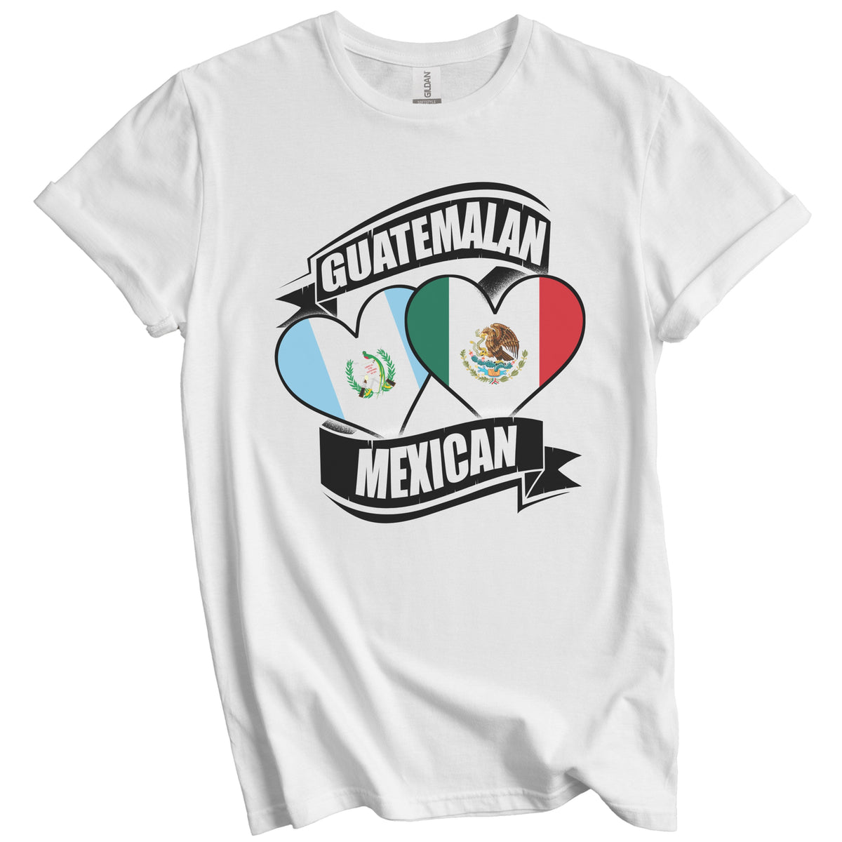 Guatemalan Mexican Hearts Guatemala Mexico Flags T-Shirt