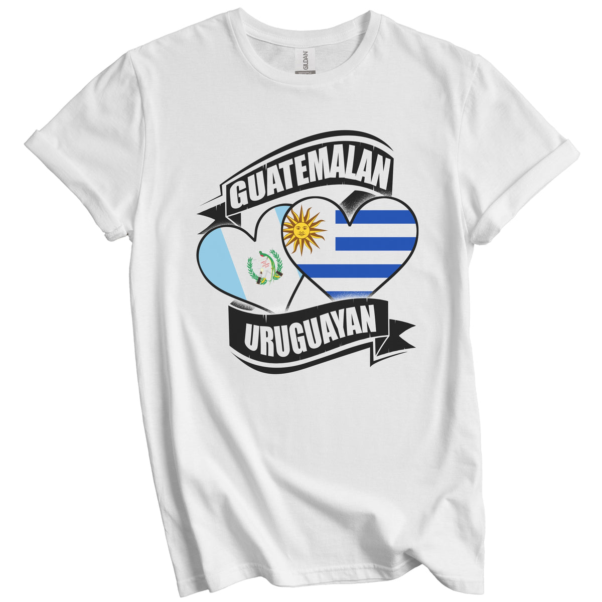 Guatemalan Uruguayan Hearts Guatemala Uruguay Flags T-Shirt