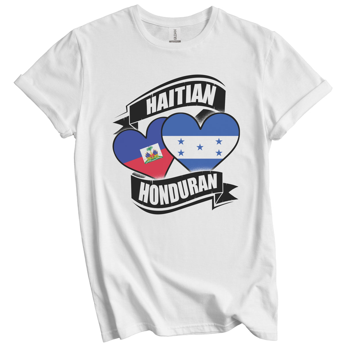 Haitian Honduran Hearts Haiti Honduras Flags T-Shirt