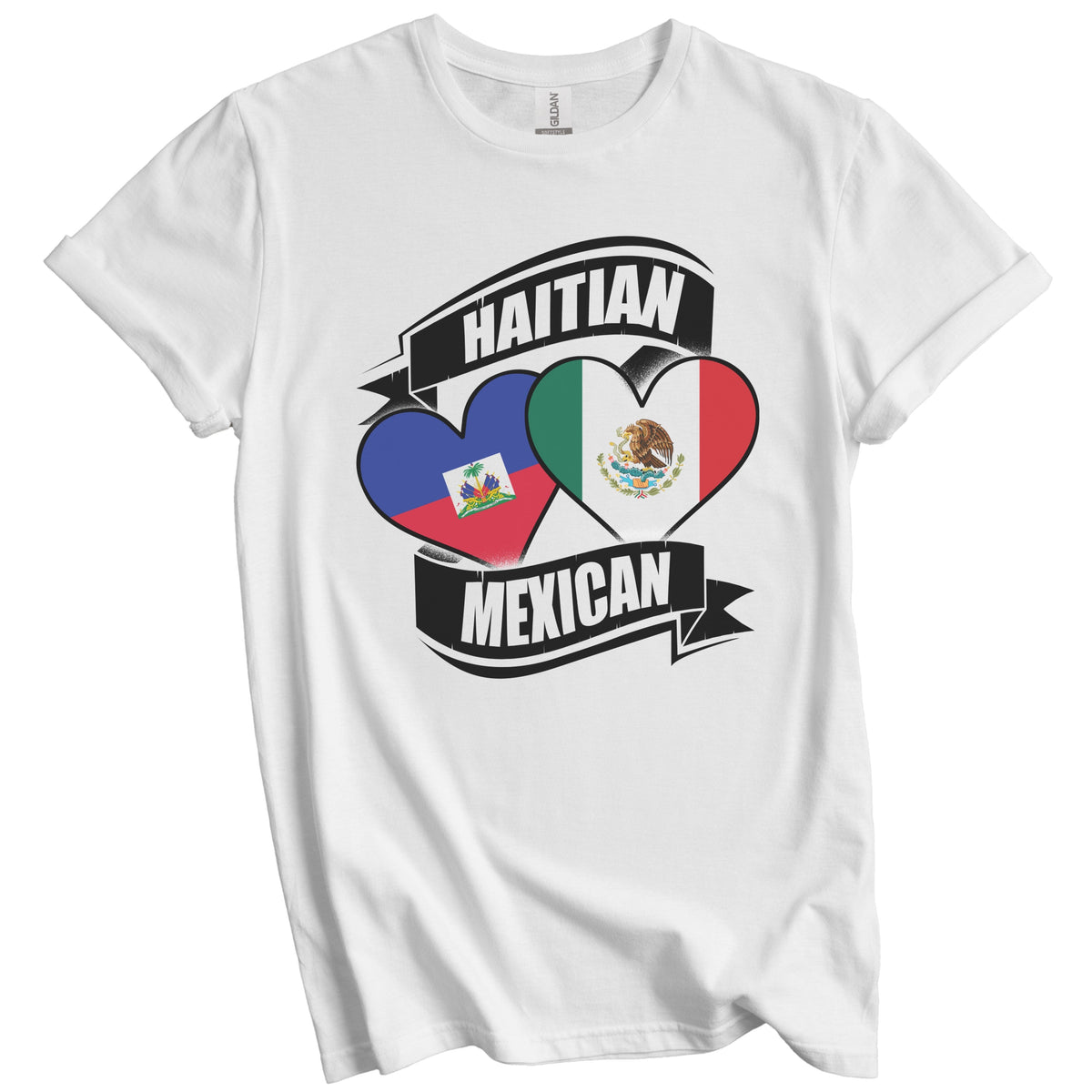 Haitian Mexican Hearts Haiti Mexico Flags T-Shirt