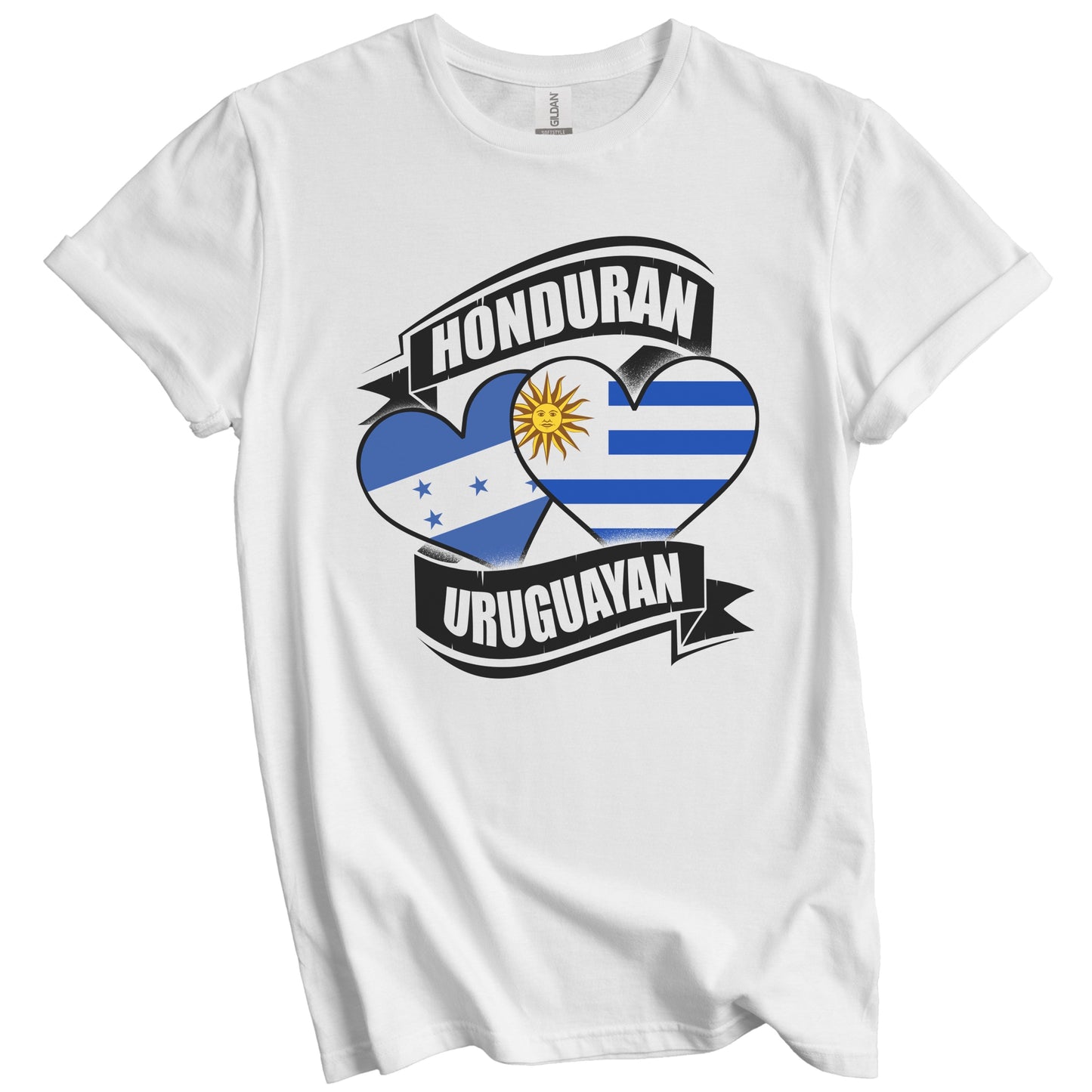 Honduran Uruguayan Hearts Honduras Uruguay Flags T-Shirt