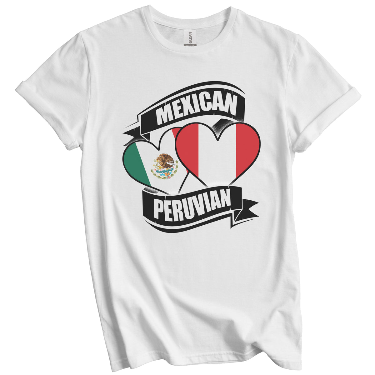Mexican Peruvian Hearts Mexico Peru Flags T-Shirt
