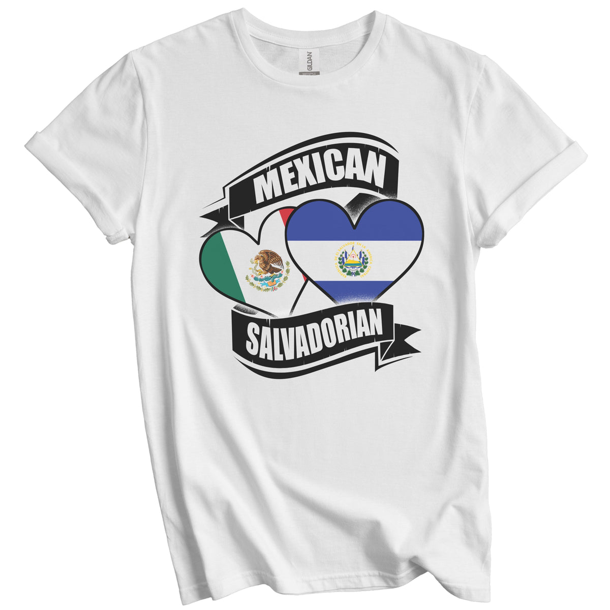 Mexican Salvadorian Hearts Mexico El Salvador Flags T-Shirt