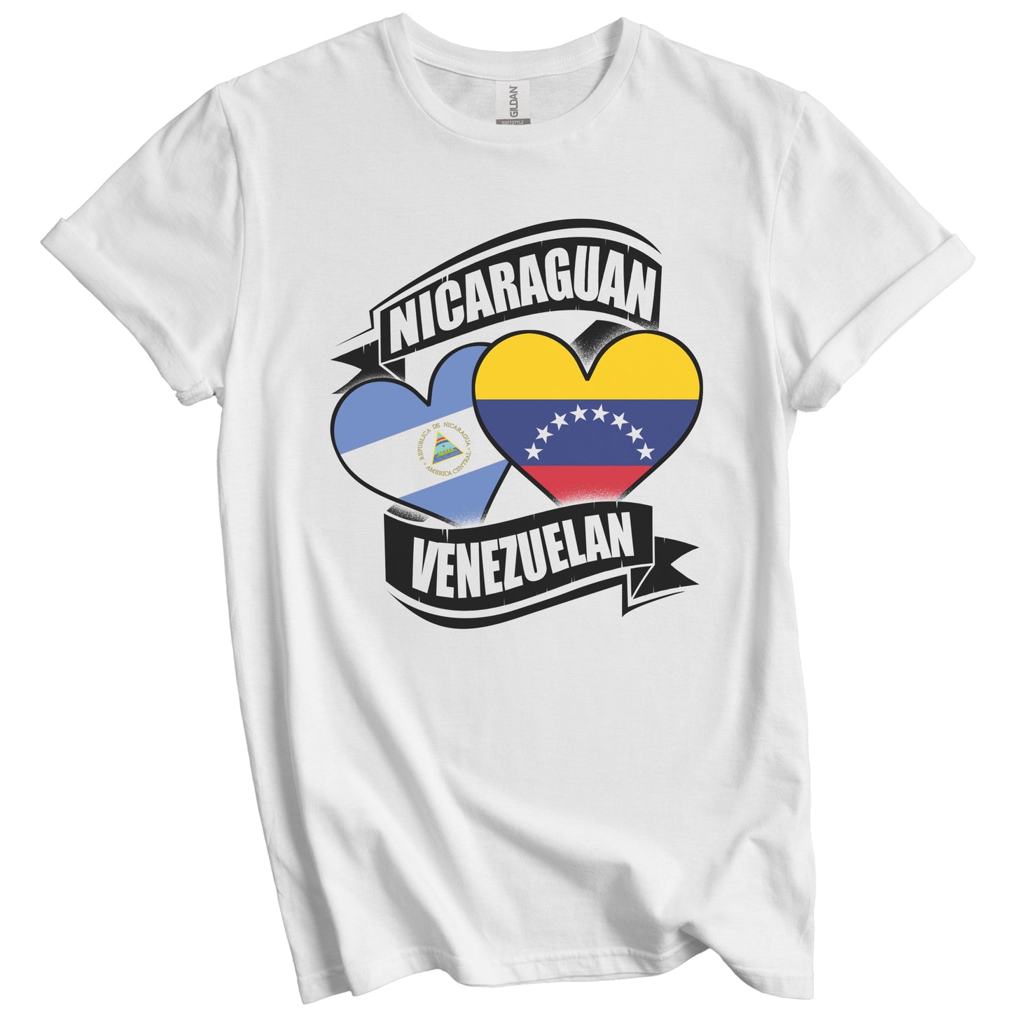 Nicaraguan Venezuelan Hearts Nicaragua Venezuela Flags T-Shirt