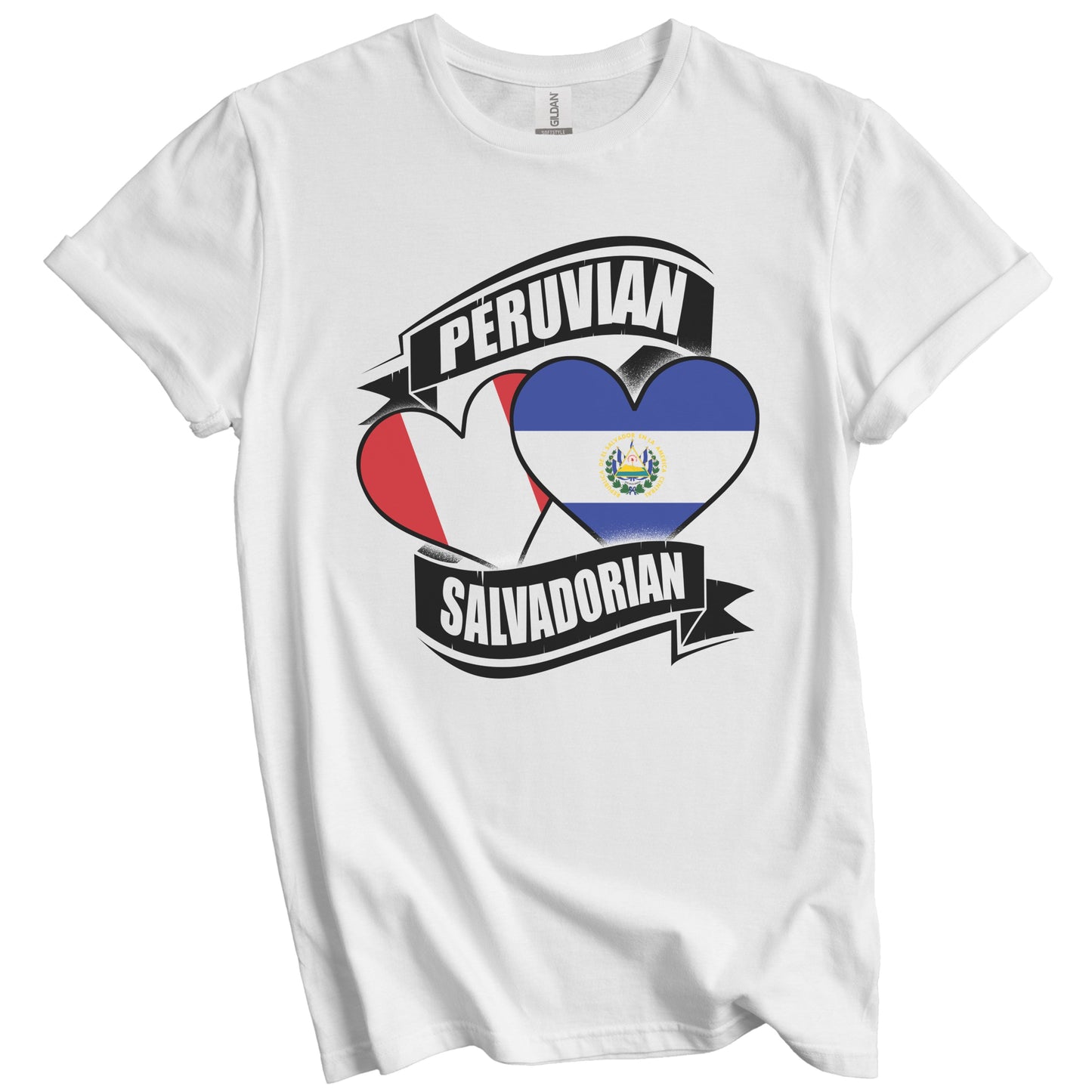 Peruvian Salvadorian Hearts Peru El Salvador Flags T-Shirt