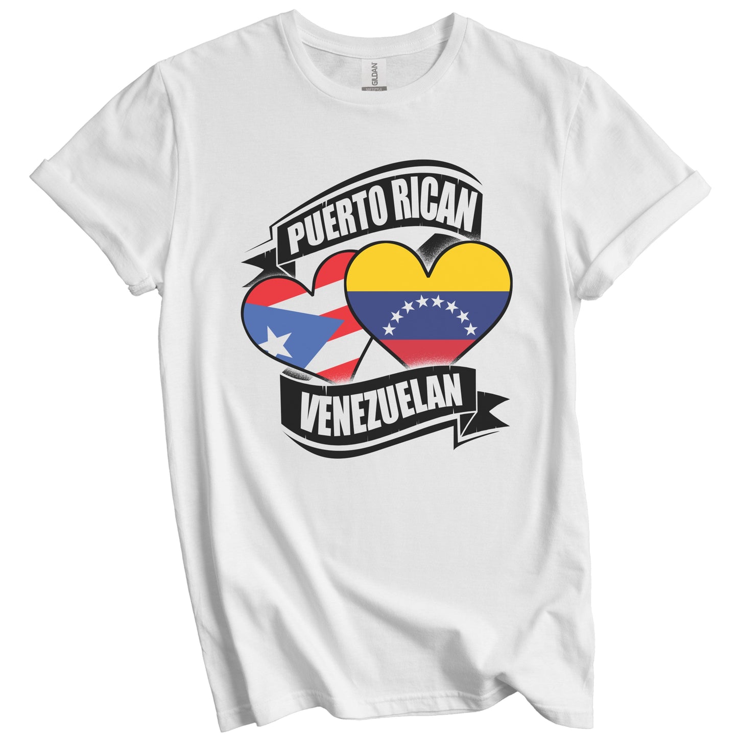 Puerto Rican Venezuelan Hearts Puerto Rico Venezuela Flags T-Shirt