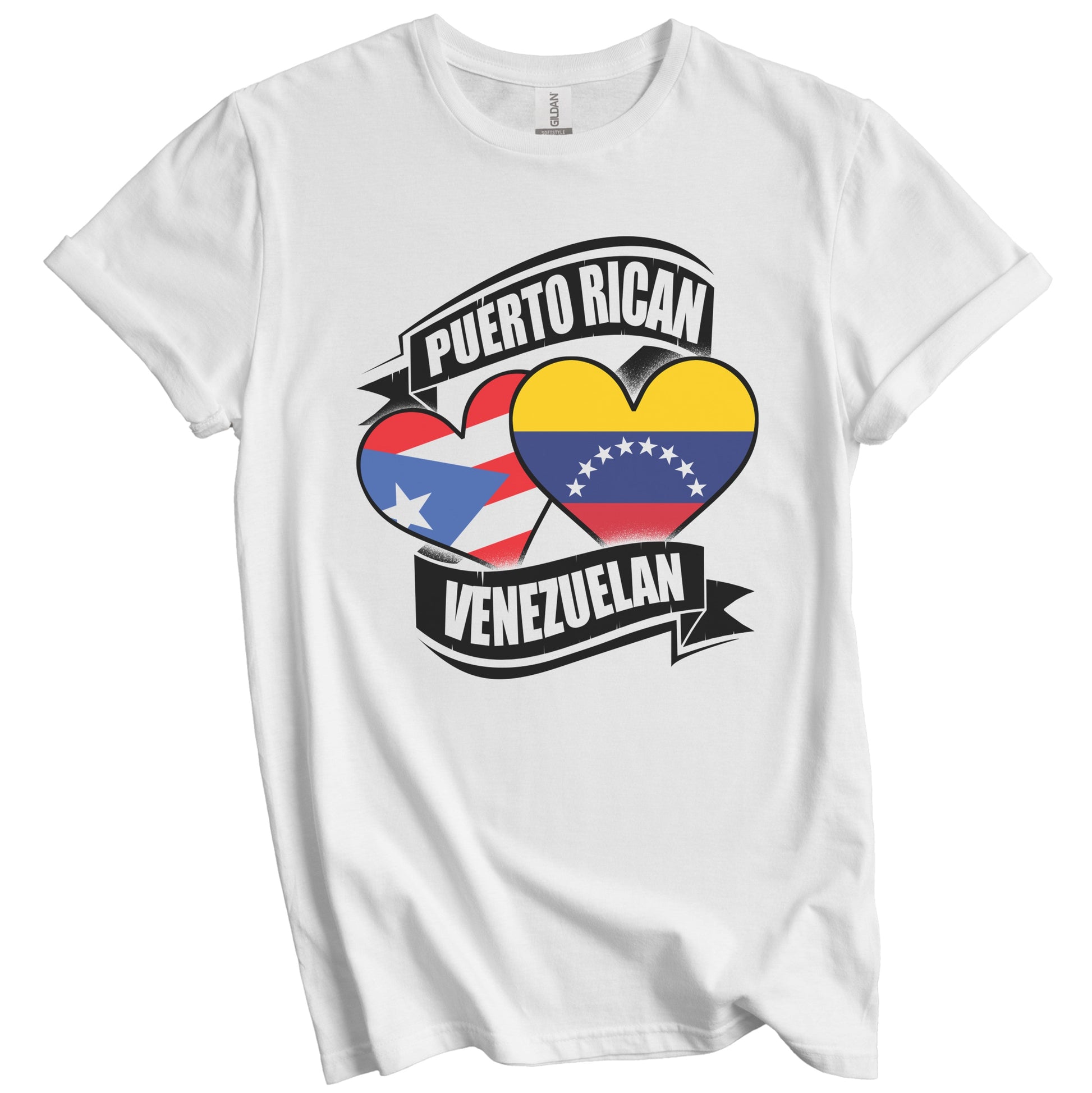 Puerto Rican Venezuelan Hearts Puerto Rico Venezuela Flags T-Shirt