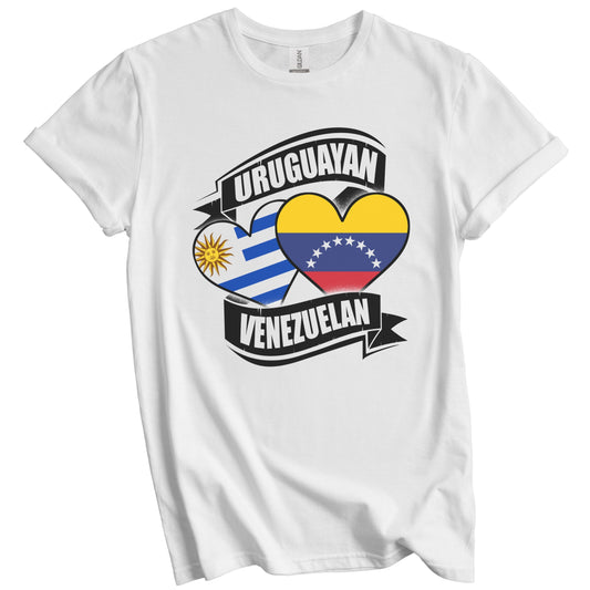 Uruguayan Venezuelan Hearts Uruguay Venezuela Flags T-Shirt