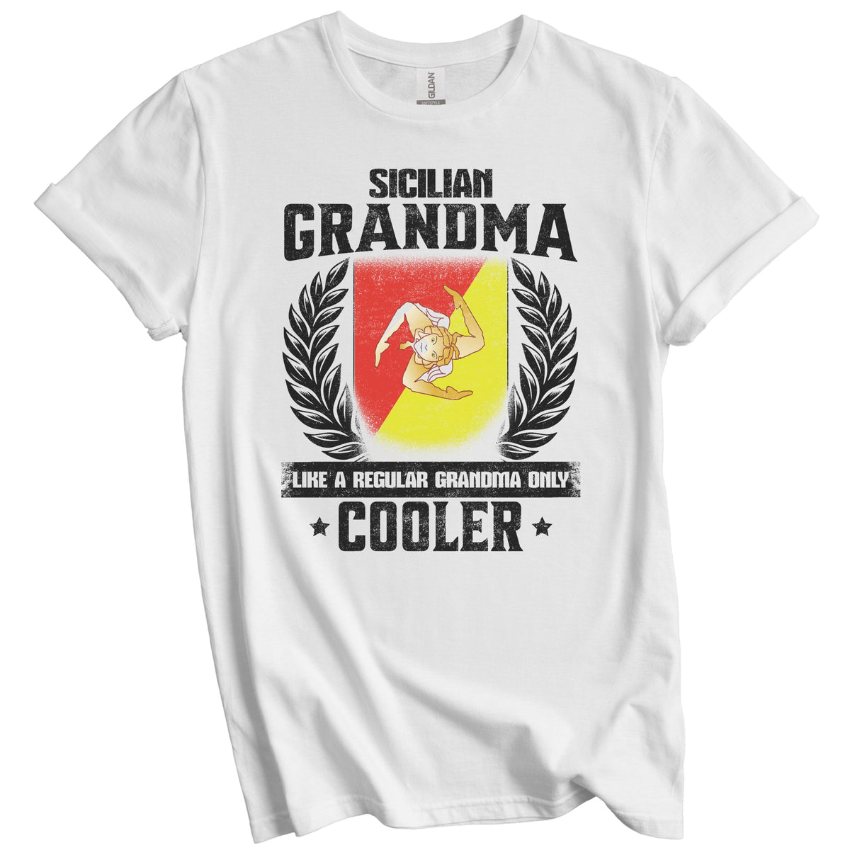 Sicilian Grandma Funny Sicily Flag Grandmother Grandparents Day T-Shirt - Sicilian Grandma Like A Regular Grandma Only Cooler