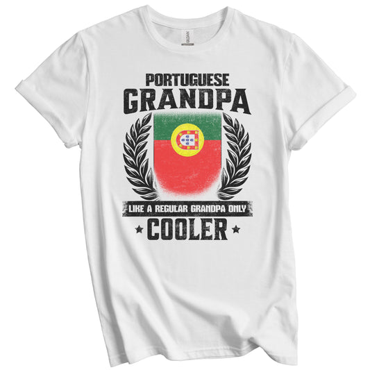 Portuguese Grandpa Funny Portugal Flag Grandfather Grandparents Day T-Shirt - Portuguese Grandpa Like A Regular Grandpa Only Cooler