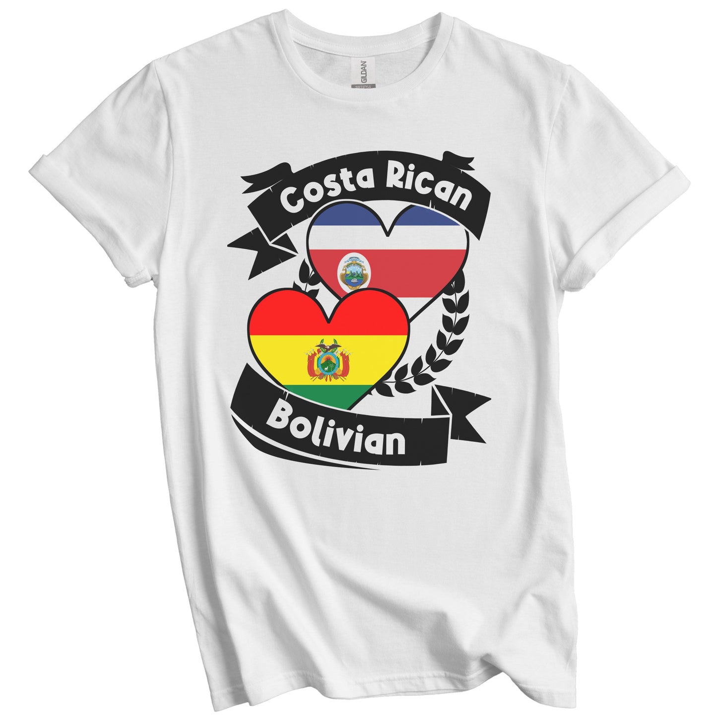 Costa Rican Bolivian Heart Flags Costa Rica Bolivia T-Shirt