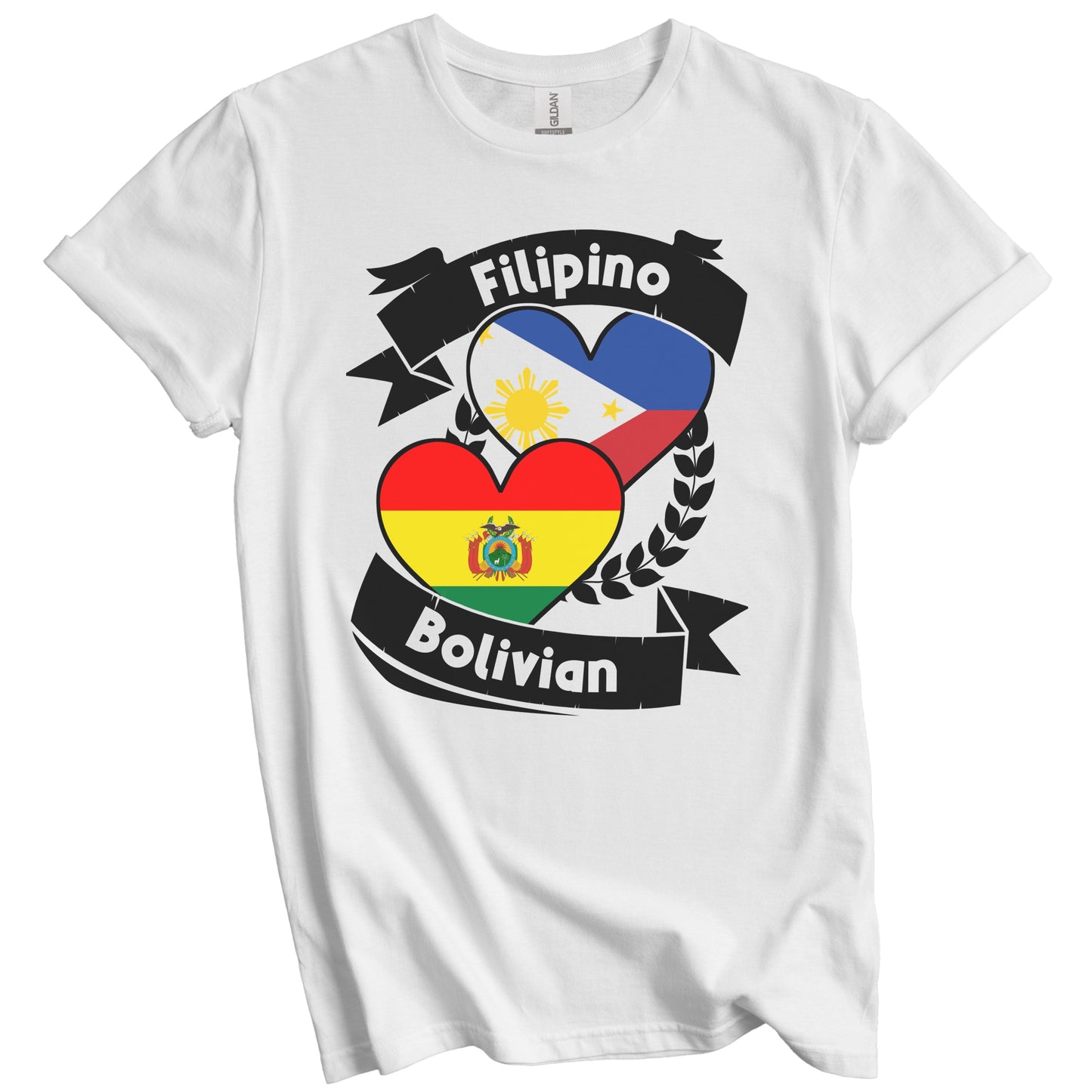 Filipino Bolivian Heart Flags Philippines Bolivia T-Shirt