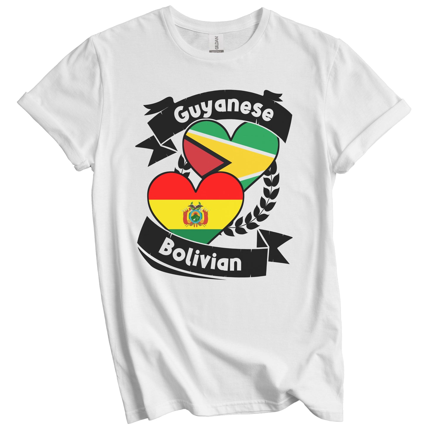 Guyanese Bolivian Heart Flags Guyana Bolivia T-Shirt