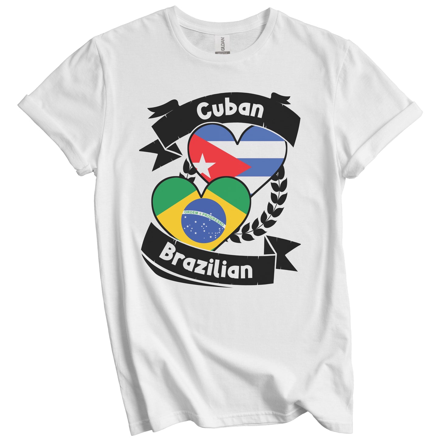 Cuban Brazilian Heart Flags Cuba Brazil T-Shirt