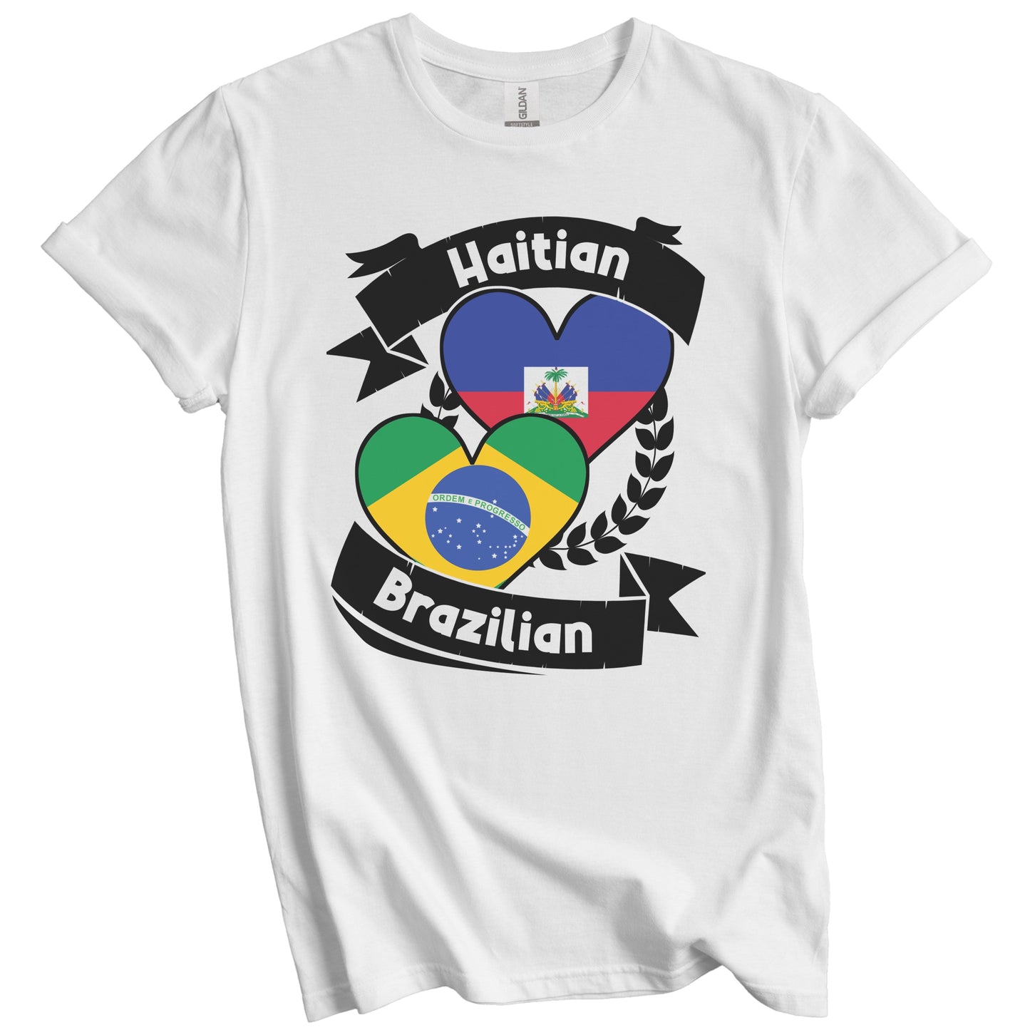 Haitian Brazilian Heart Flags Haiti Brazil T-Shirt