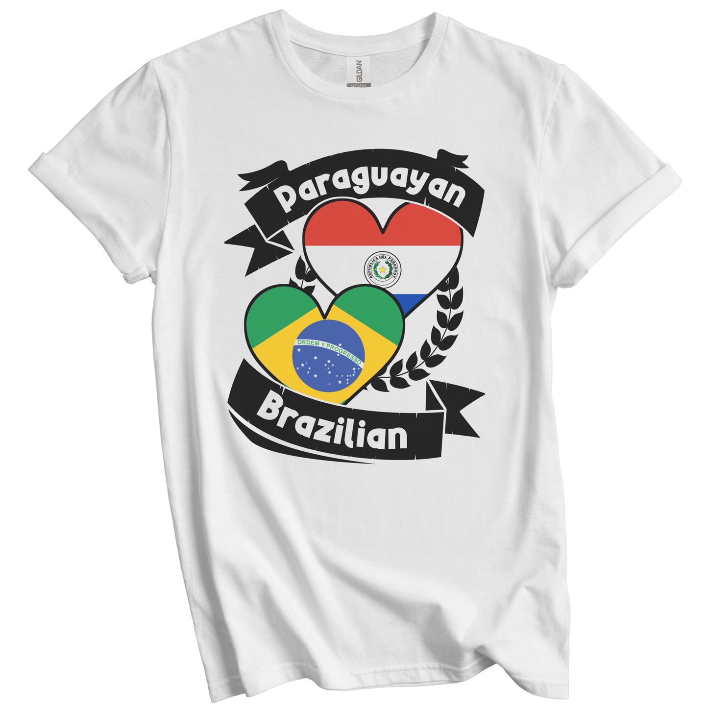 Paraguayan Brazilian Heart Flags Paraguay Brazil T-Shirt