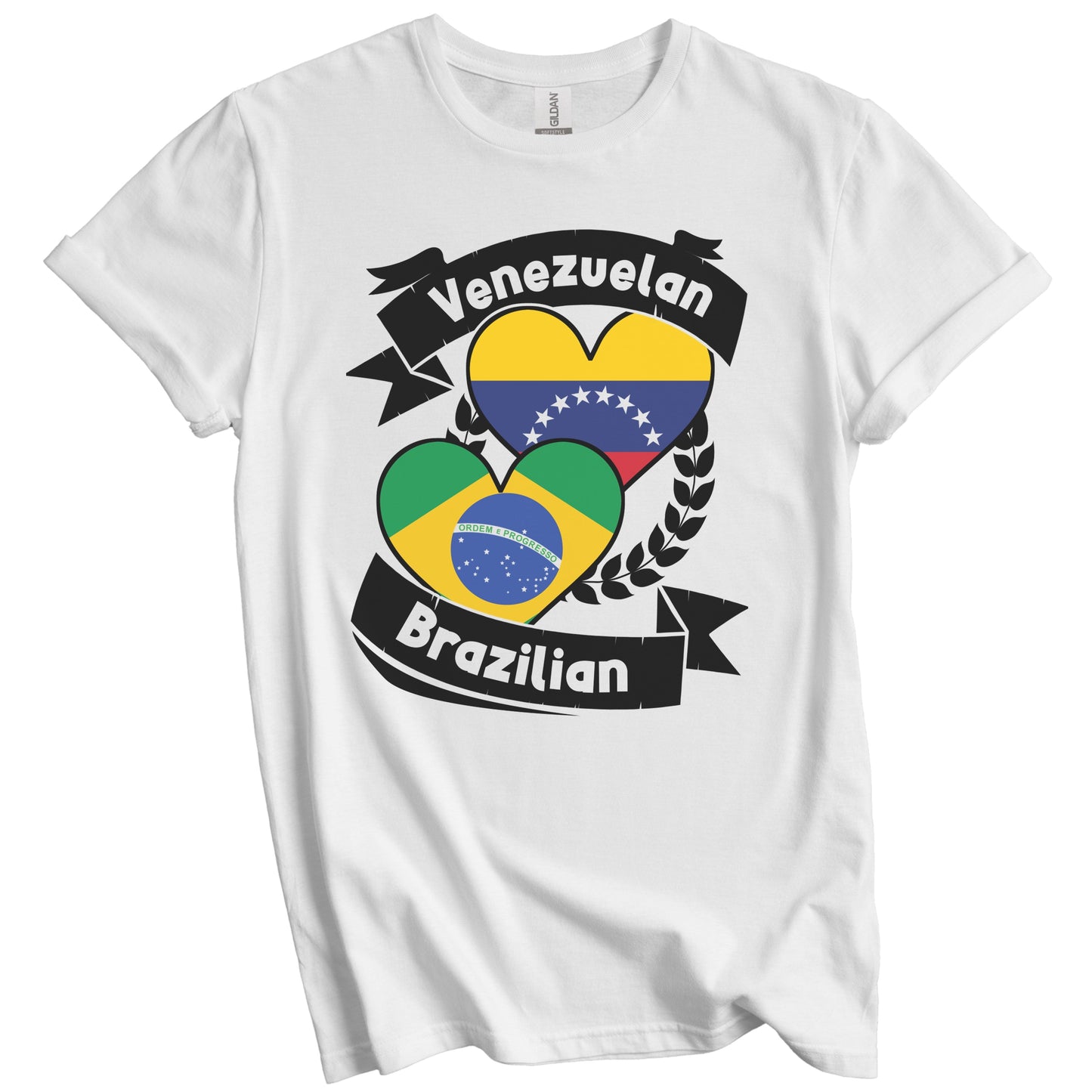 Venezuelan Brazilian Heart Flags Venezuela Brazil T-Shirt