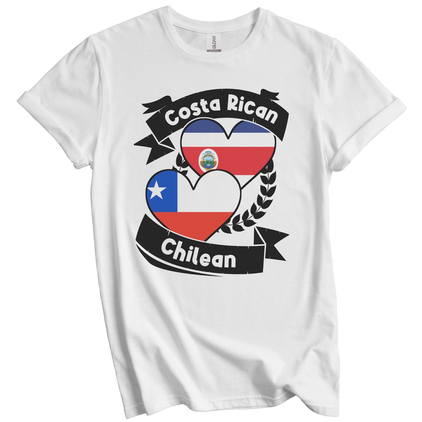 Costa Rican Chilean Heart Flags Costa Rica Chile T-Shirt