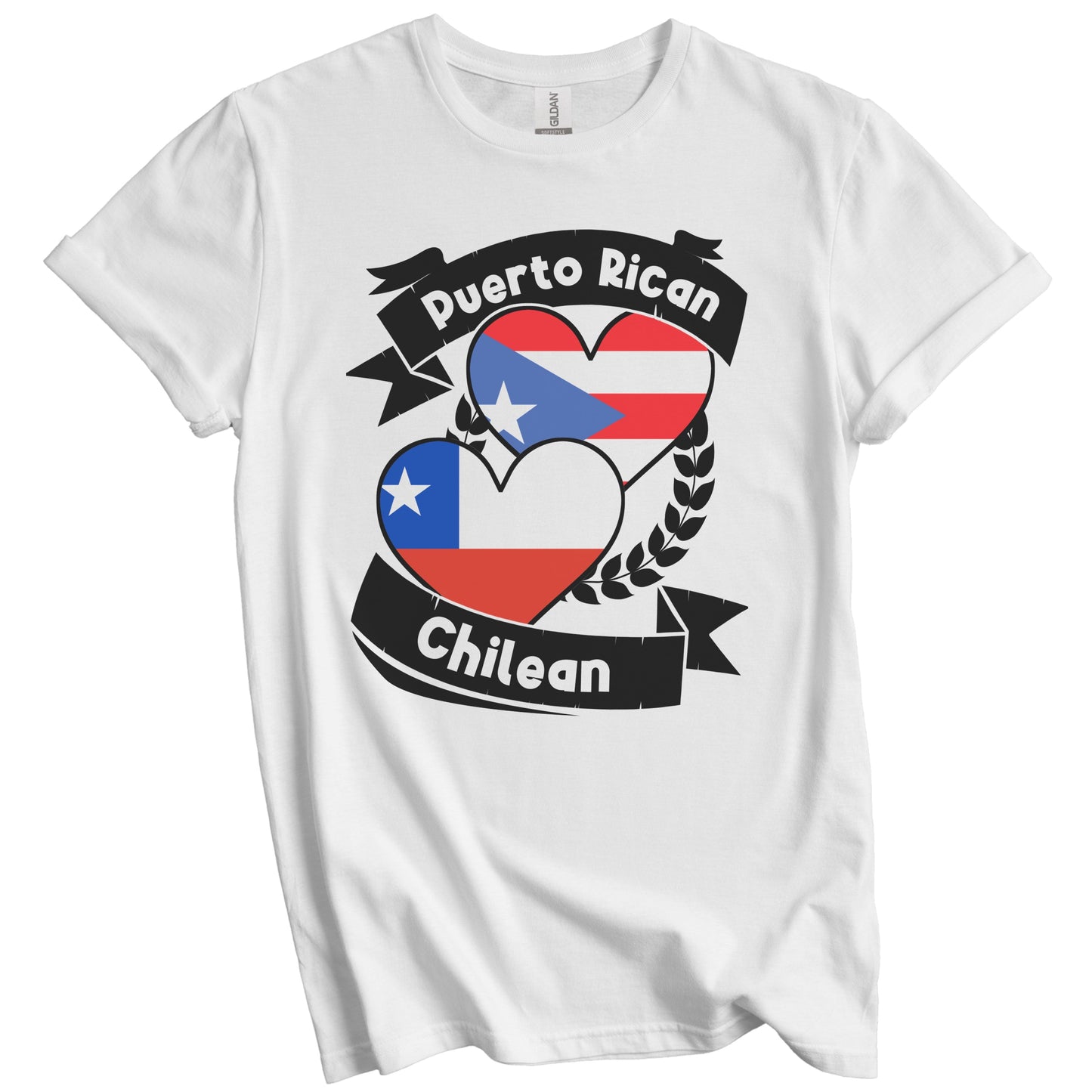 Puerto Rican Chilean Heart Flags Puerto Rico Chile T-Shirt