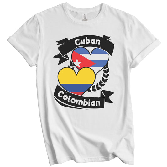 Cuban Colombian Heart Flags Cuba Colombia T-Shirt