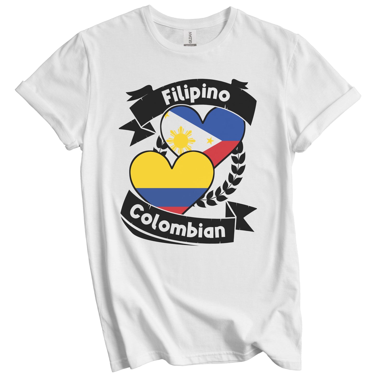 Filipino Colombian Heart Flags Philippines Colombia T-Shirt