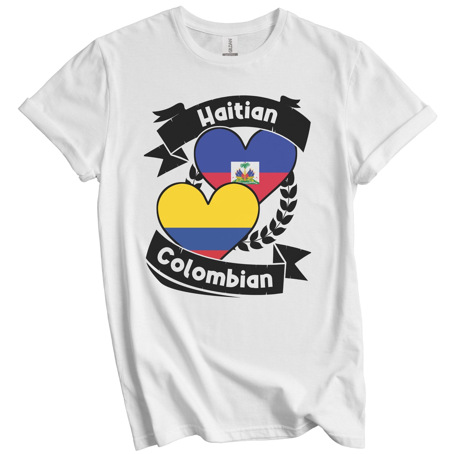 Haitian Colombian Heart Flags Haiti Colombia T-Shirt