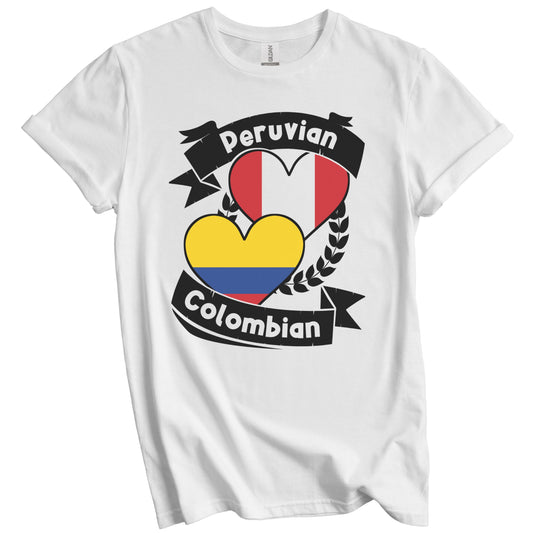 Peruvian Colombian Heart Flags Peru Colombia T-Shirt